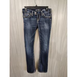 Silver Jeans Womens 26x33 Tuesday 16.5 Bootcut Thick Stitch Stretch Y2K Blue